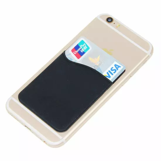 5PCS Silicone Credit Card Holder Cell Phone Wallet Pocket Sticker Adhesive Black