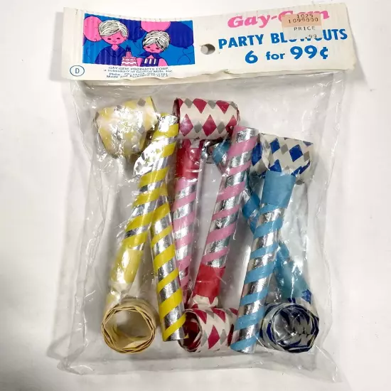 Vintage Party Blowouts by GAY GEM NOS vintage rack novelty toy MIB 1970s mod