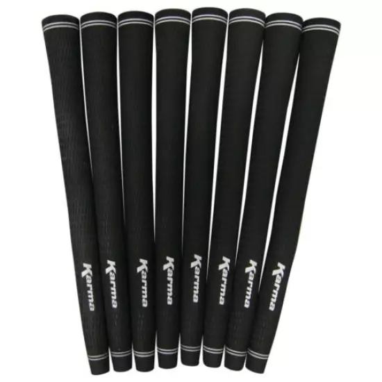 8 Piece Men's Jumbo Pro Velvet Karma Black Golf Grips (+1/16" Larger Than Std)