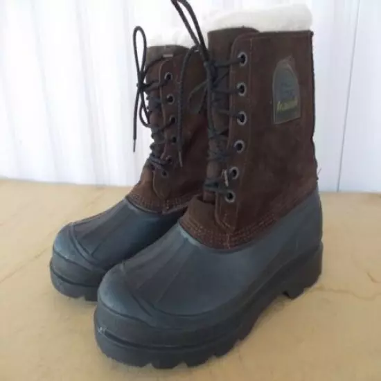 KAMIK Men's Brown Split Leather Upper, Insulated, 10" Winter Snow Boots ~ sz 10 