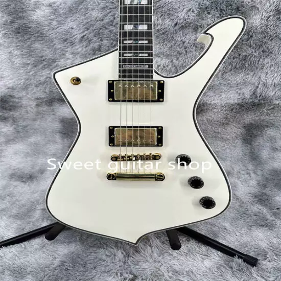 New White Iceman Electric Guitar Gold Hardware Fixed Bridge 2H Pickup Solid Body