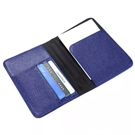 Litchi Texture Multifunctional Genuine Leather Passport Package for travel(Blue)