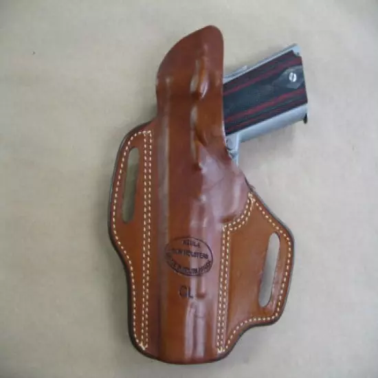 Cimarron 5 " 1911 A1 OWB Leather 2 Slot Molded Pancake Belt Holster CCW TAN RH