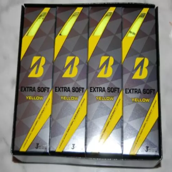  BRIDGESTONE EXTRA SOFT 2 DOZEN Yellow Golf Balls FREE 2 Dozen TEES