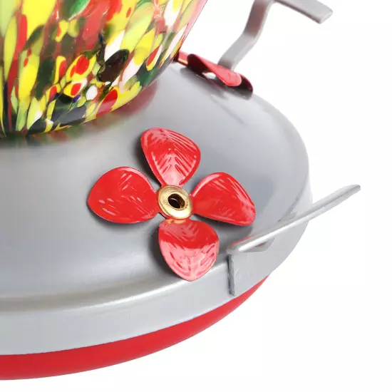 Q1)Hummingbirds Water Feeder Colorful Painting Glass Bird Feeding Tool For