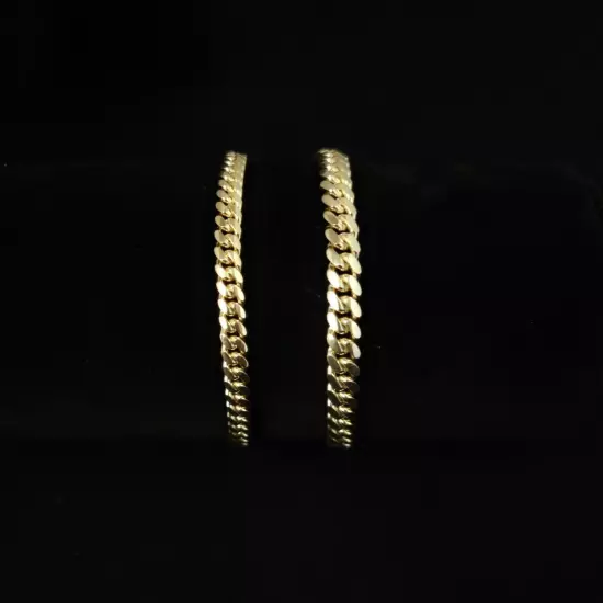 10k SOLID Yellow Gold 4mm, 5mm Miami Cuban Chain Bracelet Box Clasp Lock Real 