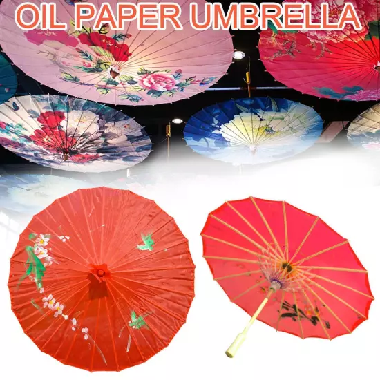 Chinese Classic Vintage Paper Umbrella Wedding Painted Dance Prop Parasol P2024