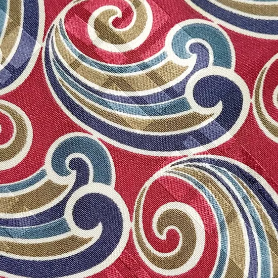 Nautica Classic Silk Necktie USA Made Paisley Swirls Whorls Maroon Olive Blues