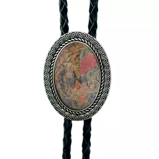 Natural Agate Stone Bolo Tie for men Handmade Oval Shape Western Cowboy Bola tie