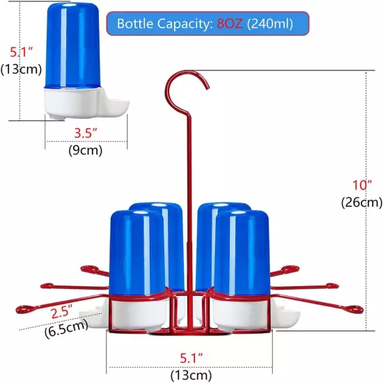 Bluebird Feeder & Waterer - 4 X 8Oz (240Ml) Plastic Bottles with Perches, Weathe