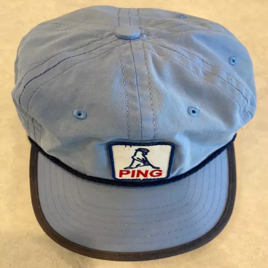 PING Man Pro Powder Light Blue Golf Hat Cap - Rare VINTAGE Rope-style Quick Ship