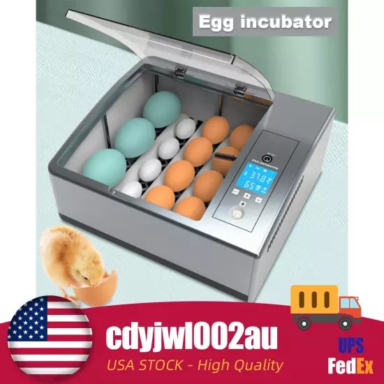 16 Chicken Egg Incubator Fit Hatching Eggs with Automatic Turner Temp Control US