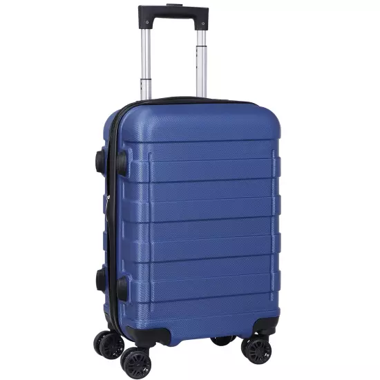 Travel Suitcase 21" Carry On Luggage Hardside Expandable Spinner with Wheel Blue