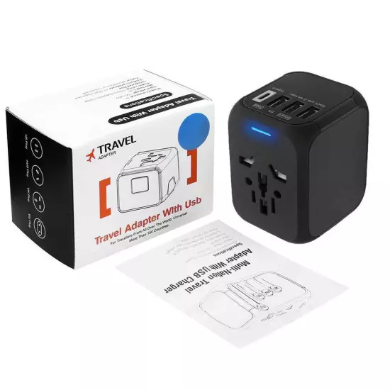 International Universal Travel Adapter 3 USB &Type-C Outlet Converter Plug Power