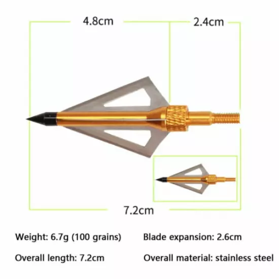 12Pcs 100gn 150gn Broadheads Arrow Heads for Archery Hunting Compound Crossbows