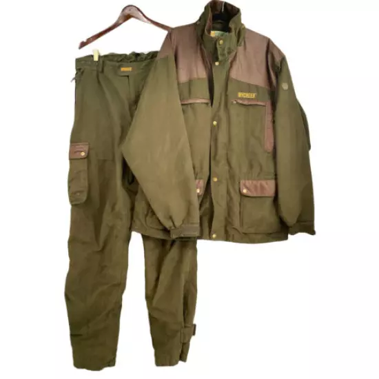 Hycreek Mens Green Leather Outdoor Sportsman Hunting Pant & Coat Set Size XL 35