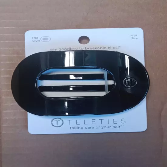 Teleties Large Flat Round Clip| Jet Black| Pain Free|HEALTHY HAIR| NEW w/ TAGS