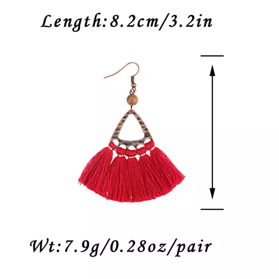 Fashion Women Bohemian Earrings Long Tassel Fringe Drop Dangle Ear Stud Jewelry