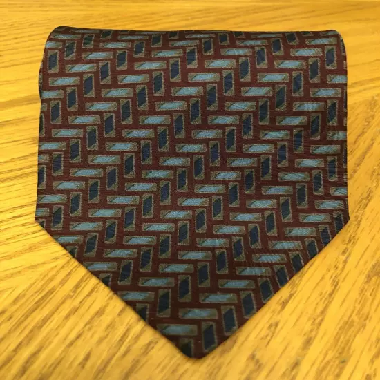 Giorgio Armani Silk Tie, Blue & Red Geometric Design