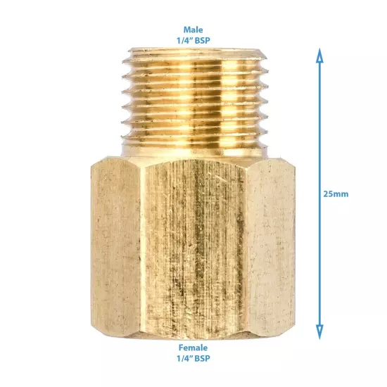 1/4" BSP Male To 1/4" BSP Female Pipe Reducer Hex Thread Adapter Thread Valve