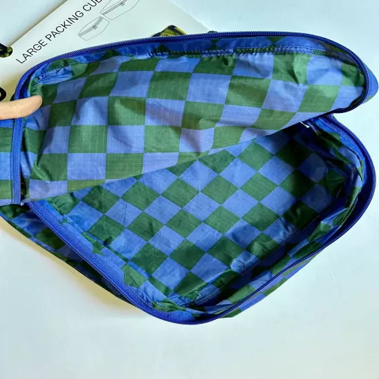 NEW! Baggu *LARGE* PACKING CUBE SET in “Jewel Checks” — Washable Recycled Nylon