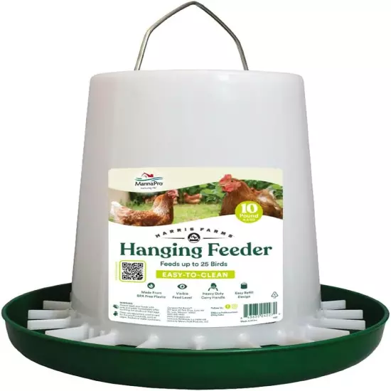 Harris Farms 1000290 Free Range Plastic Hanging Poultry Feeder, 10 Pound, 10 Lb,