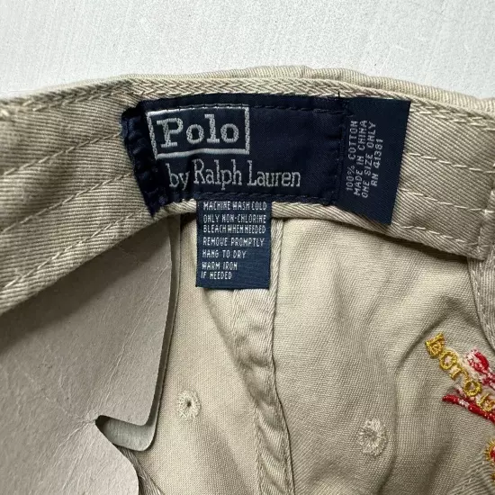 Vintage New Polo Ralph Lauren Hat Mens O/S Embroidered MCMLXVII CROWN Tan Cotton