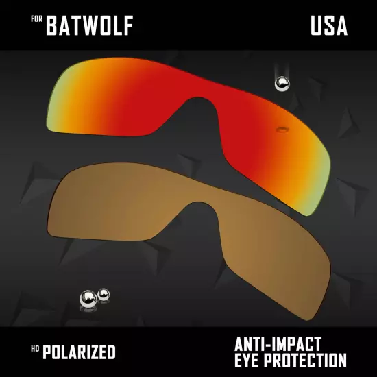 Anti Scratch Polarized Replacement Lenses for-Oakley Batwolf OO9101 Options