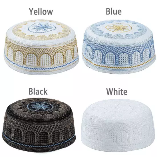 Men Cotton Embroidery Islamic Muslim Turban Hijab Cap Bonnet Jewish Prayer Hats