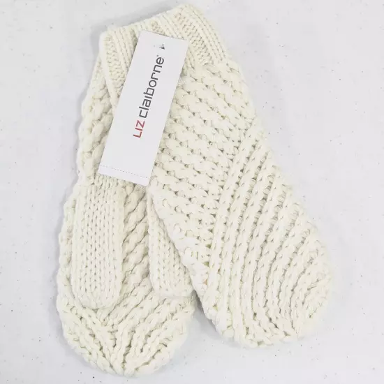 Liz Claiborne Warmth Women's Knit Gloves Cream White One Size MSRP $24 New