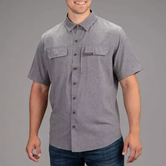 VORTEX Men's Hammerstone UPF 50 Sun Protection Button-Down Short Sleeve Shirt