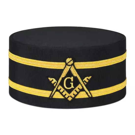 Master Mason Blue Lodge Crown Cap - Black With Double Braid