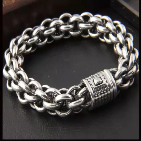 New 925 Silver Bangle Bracelet Chain Popular Vintage Bracelets Mens Gift-68