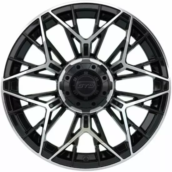 Set of 4 GTW 15" Stellar Matte Black/Machined Wheels on 22" Fusion Street Tires