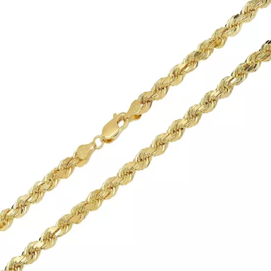 10K Yellow Gold 1mm-5mm Diamond Cut Solid Rope Chain Pendant Necklace 16"- 30"