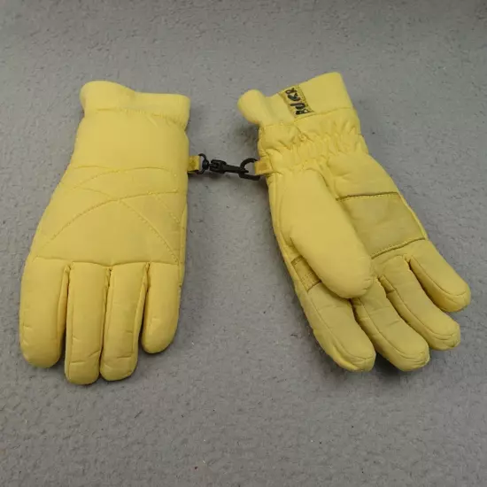 Vintage Hotfingers Gloves Wells Lamont Womens L Yellow Snow Ski Leather Nylon