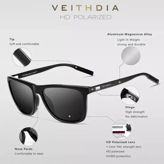 VEITHDIA HD Polarized Photochromic Sunglasses Men Aluminum Sport Driving Glasses