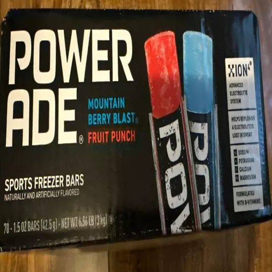 70 Powerade Sport Freezer Bars Popsicle Ice Pop Frozen Treat Electrolyte Replace