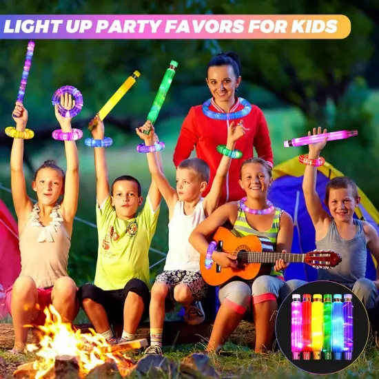 Gigilli 24 Pack Glow Sticks Party Favors for Kids 8-12 4-8, Stripe Color 