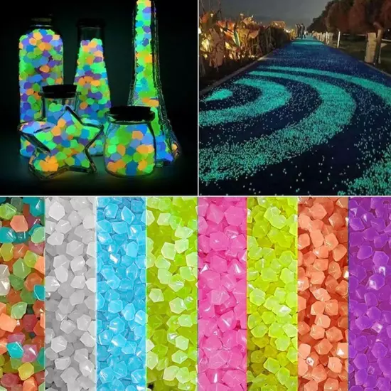 1000x Glow In The Dark Pebbles Garden Glowing Rocks Fish Tank Luminous Stones*