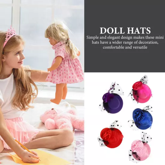 6PCS Mini Tea Party Hats DIY Colorful Hair Accessories Doll Dress up Tops Hats