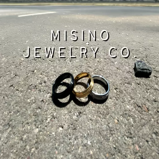 MISINO JEWELRY CO. tungsten rings men 8mm 3 Pack !