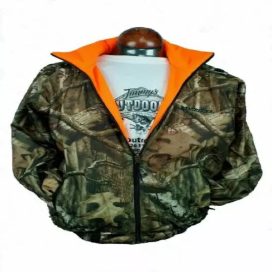 NEW HUNTING THERMAL JACKET REVERSIBLE MOSSY OAK/BLAZE ORANGE ZIP-OUT SLEEVE, MED