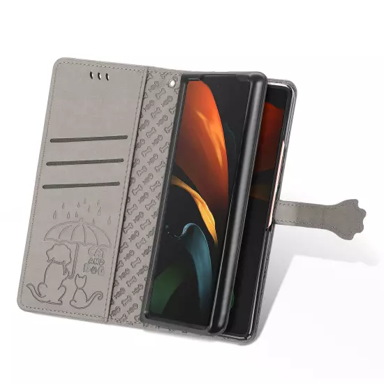 For samsung galaxy z fold 3/4/5/6 Cute PU Leather Flip Phone Case Kickstand NEW