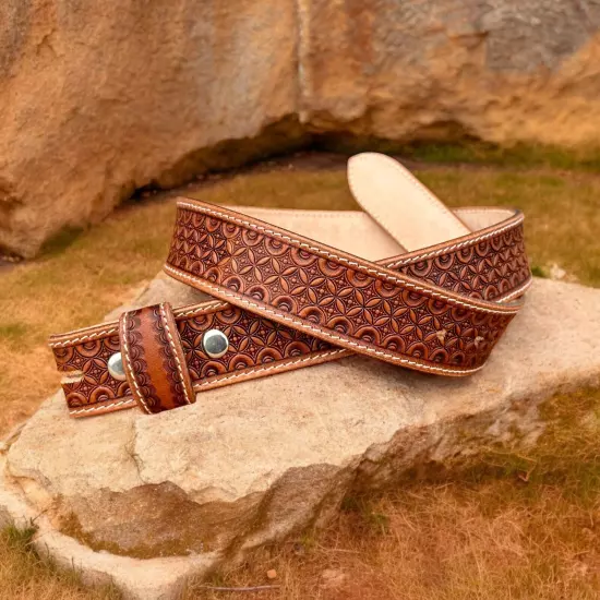 Western Belt Handmade Strap Men's Full Grain Leather No Buckle Cowboy Rodeo Belt