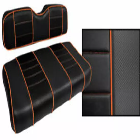 Golf Cart Custom Seat Covers Carbon Fiber Black and Orange EZGO RXV 2008-2015