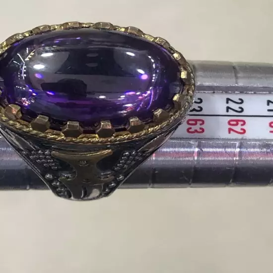 Men Ring 925 Silver Amethyst Gemstone خاتم اماتست صياغة ايراني