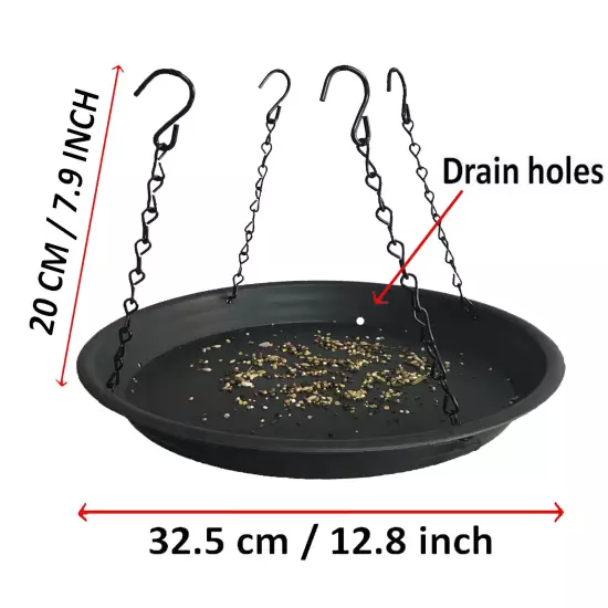 Large Hanging Bird Bath Tray Outdoor Wild Birds Feeder for Garden,Yard and Patio