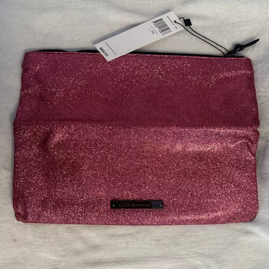 BCBGeneration Large Pink Glitter Fold-over Pouch