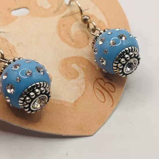 Brighton glimmer twist earrings with sugar rock blue beads interchangeable